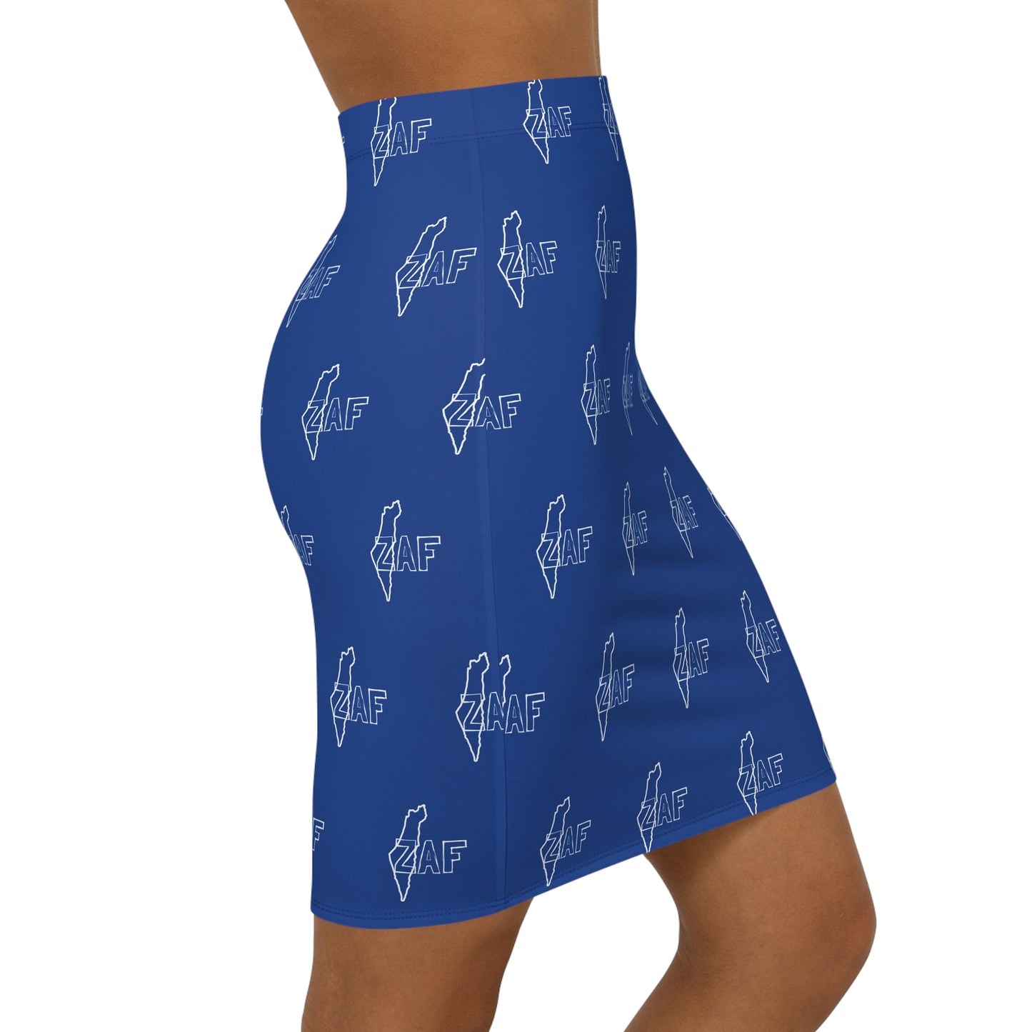 Women's ZAF Blue Mid-Waist Pencil Skirt