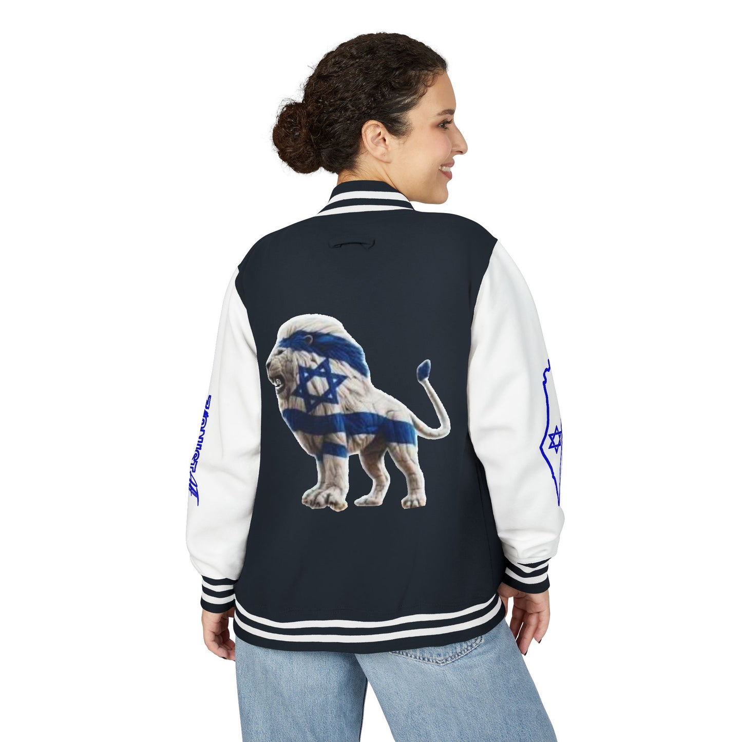 Zionist AF Letterman Jacket — Israel Flag & Lion Varsity Jacket version B