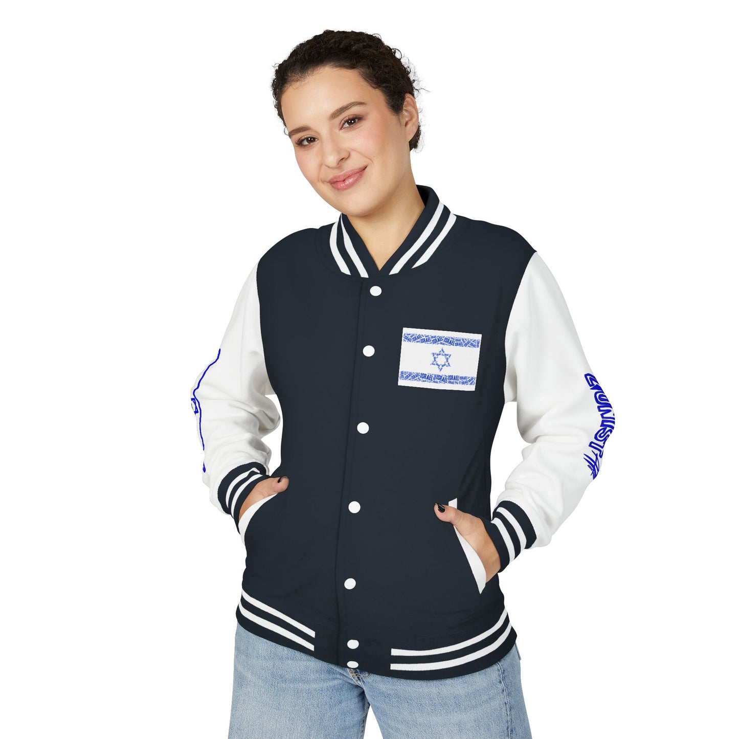 Zionist AF Letterman Jacket — Israel Flag & Lion Varsity Jacket version B