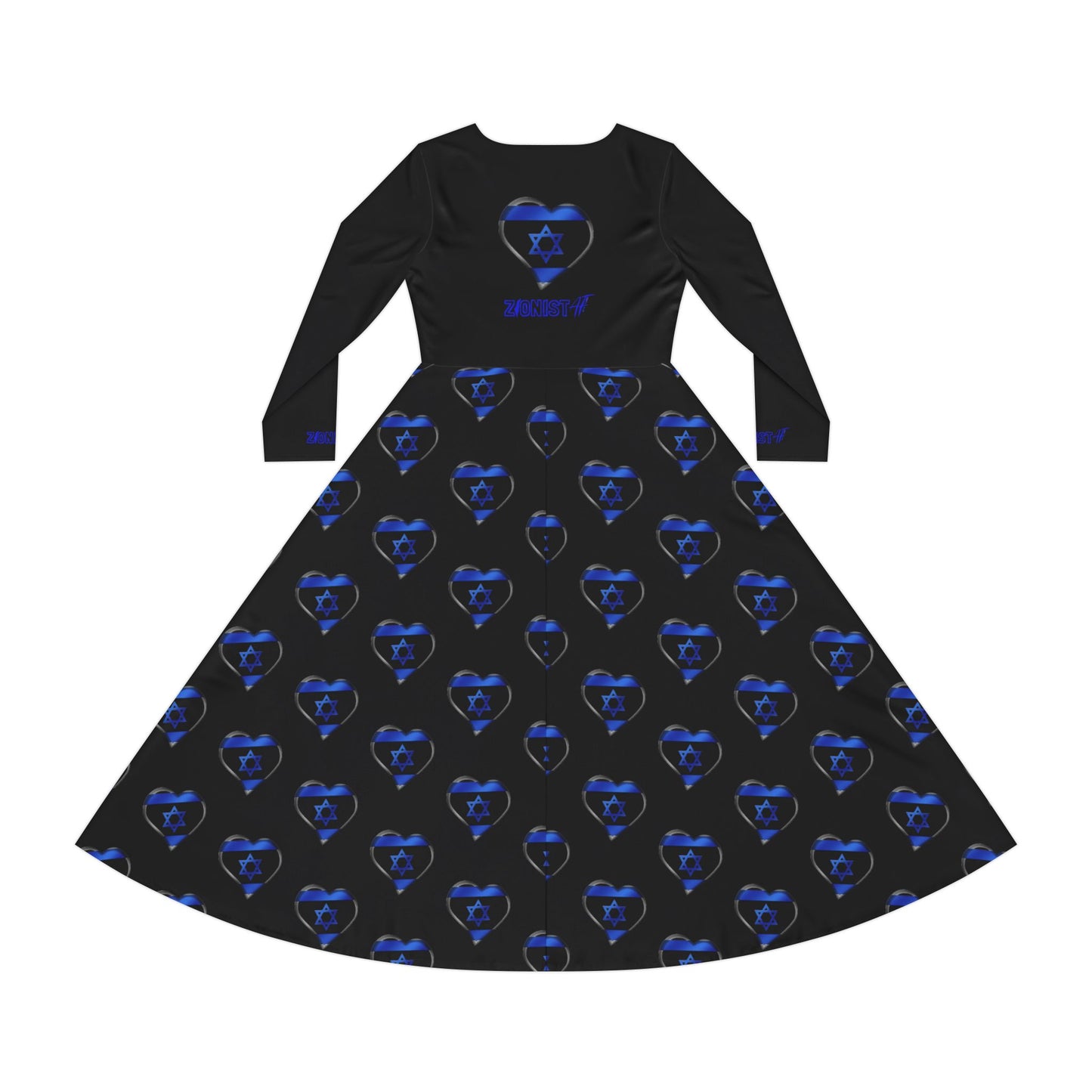 Women's Modest Zionist AF Heart of Israel Long Sleeve Dance Dress