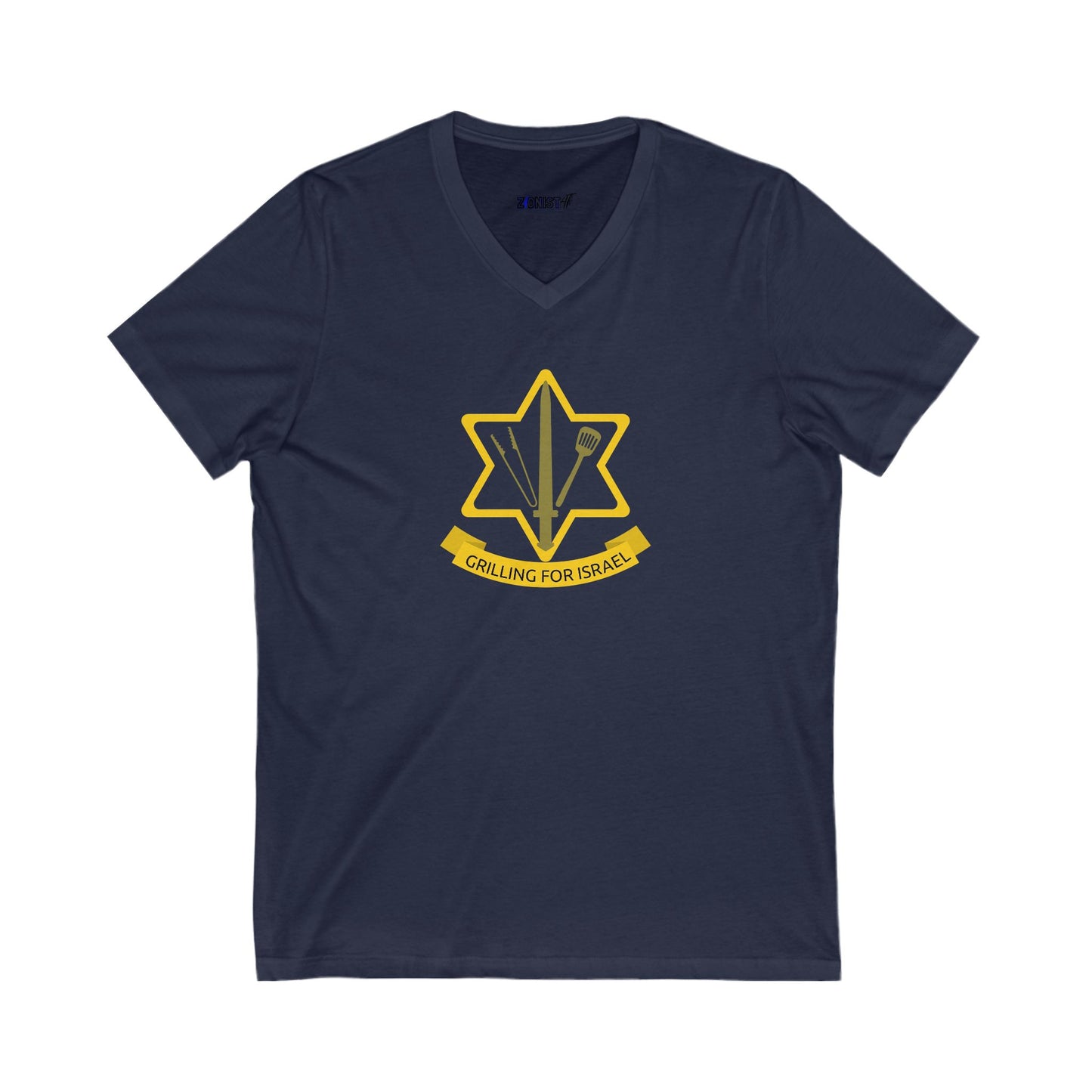 Grilling For Israel  V-Neck Tee by Zionist AF