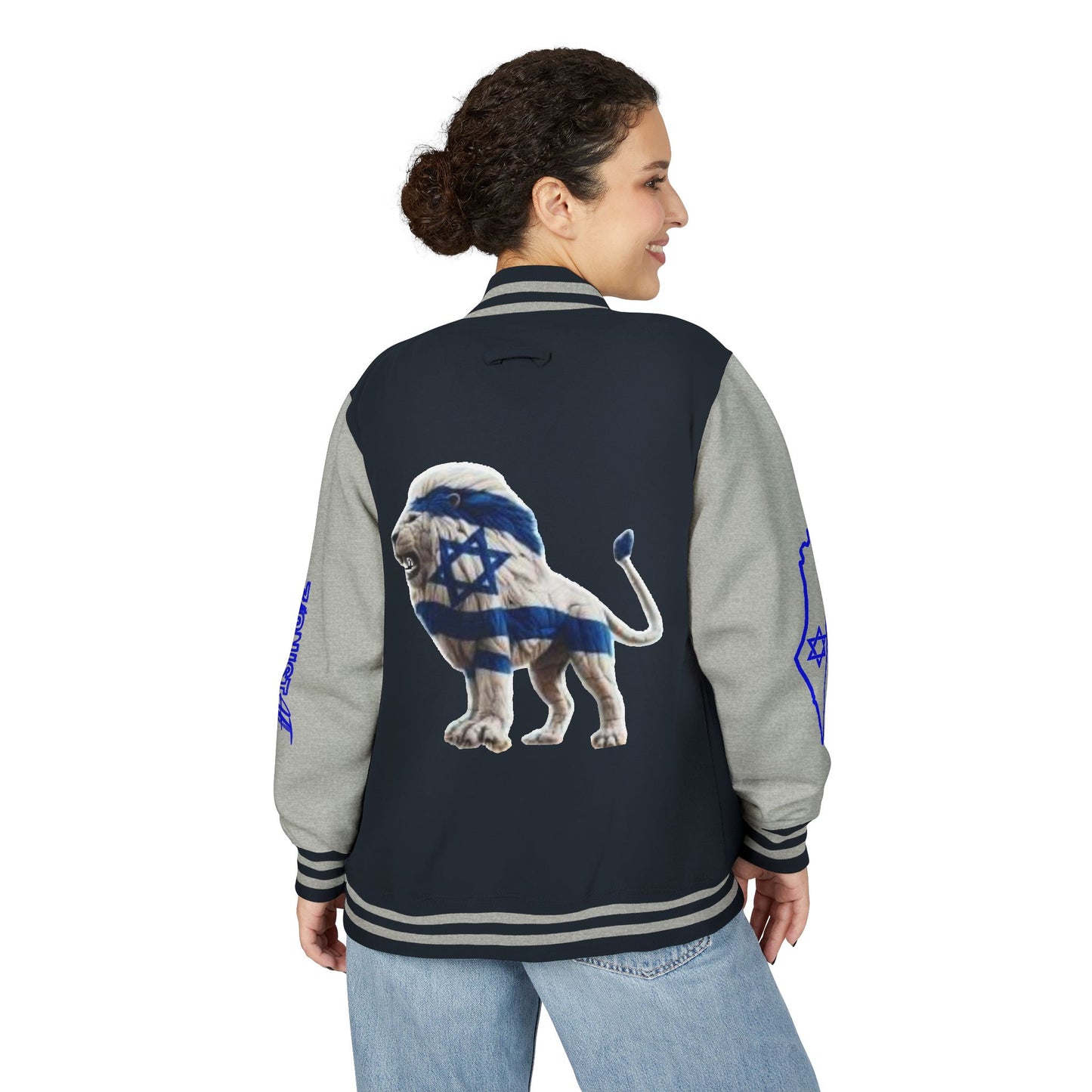 Zionist AF Letterman Jacket — Israel Flag & Lion Varsity Jacket version B