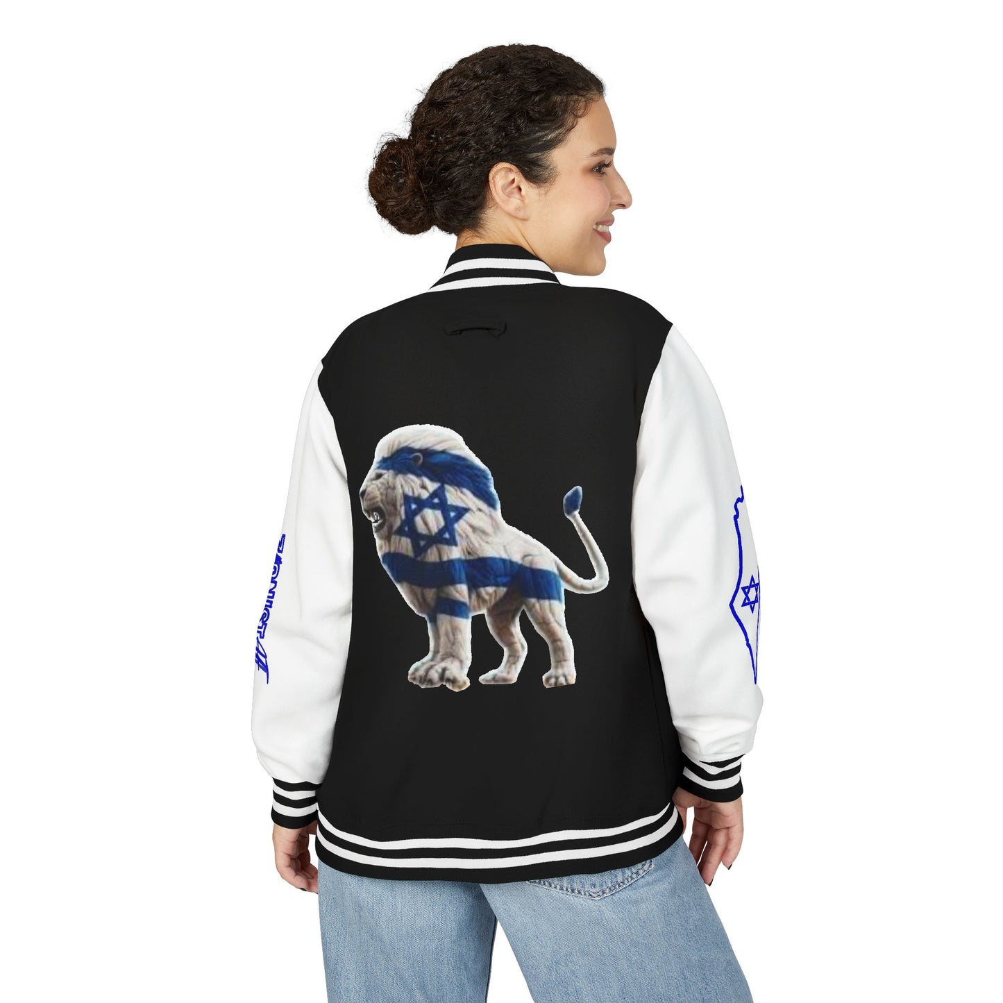 Zionist AF Letterman Jacket — Israel Flag & Lion Varsity Jacket version B