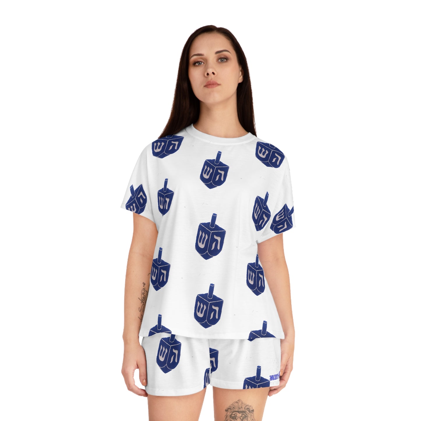 Zionist AF Women's Pajama Set with Fun DreidelDesign,  Relaxing Nightwear, Hanukkah Lounge Outfit, Gift for Her