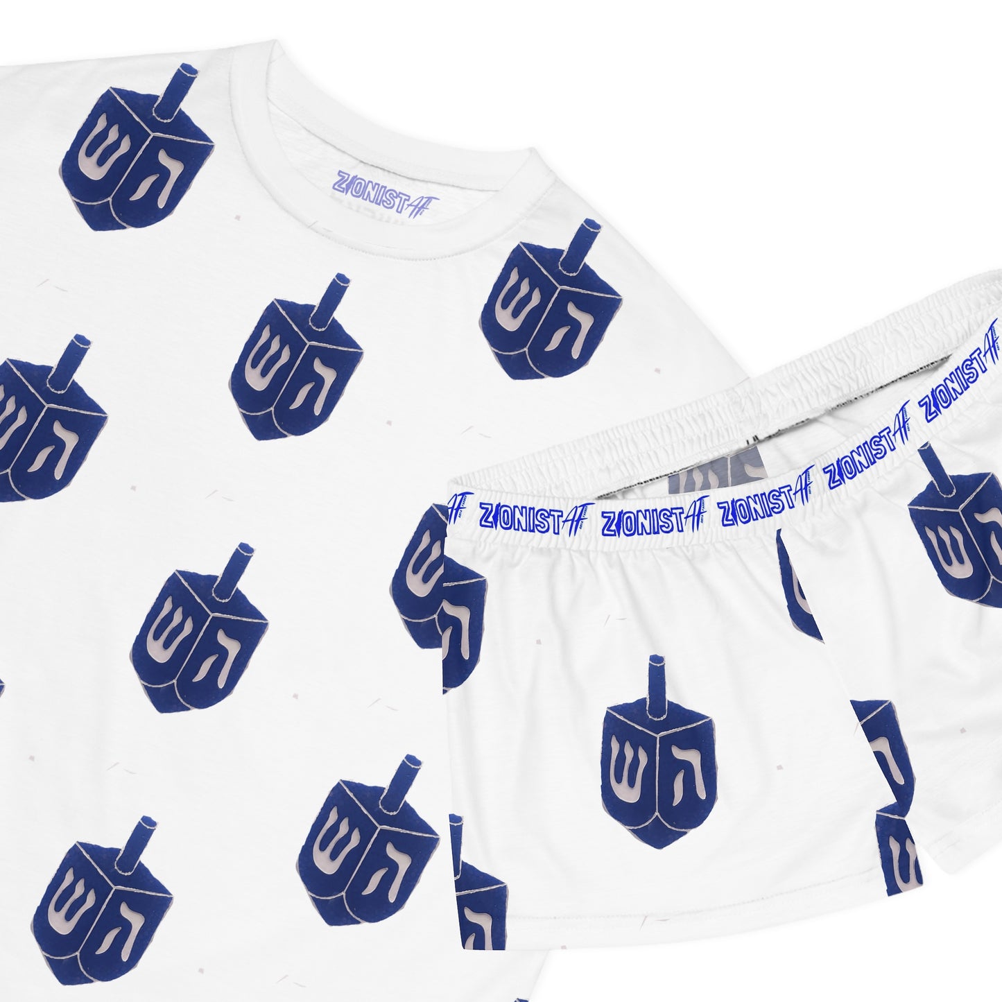 Zionist AF Women's Pajama Set with Fun DreidelDesign,  Relaxing Nightwear, Hanukkah Lounge Outfit, Gift for Her